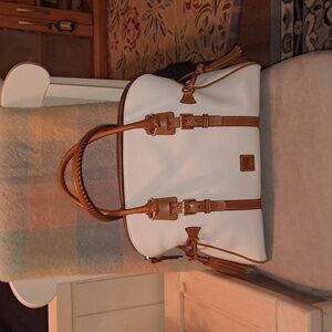 Dooney and Bourke Domed Satchel I'm white pebble leather